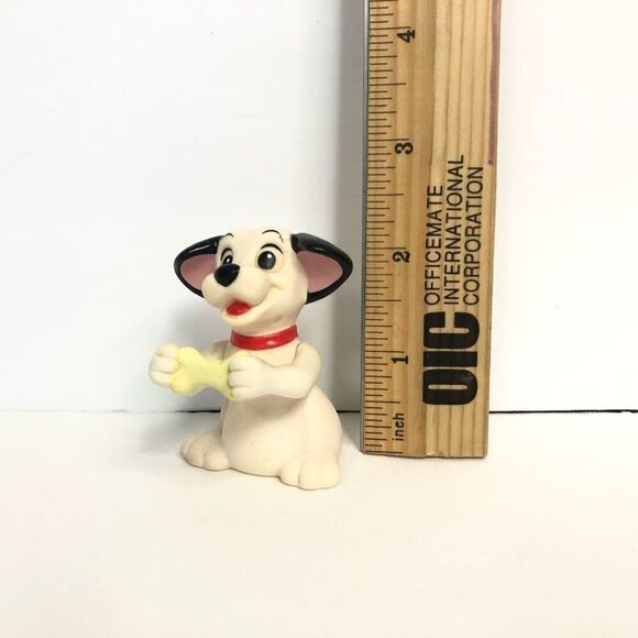 disney 101 dalmatians puppy dog rubber figure holding bone arms move up and down - Picture 2 of 5
